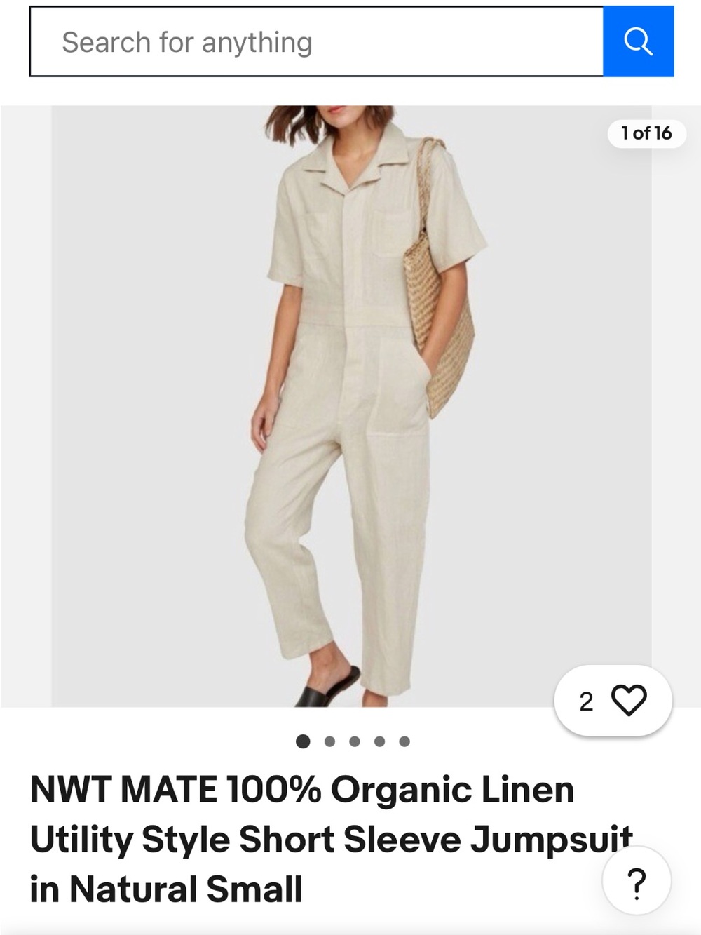 MATE the Label Natural Linen Utility Short Sleeve Jumpsuit